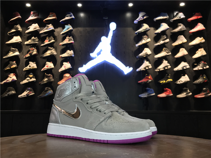 Air Jordan 1 Retro Grey Pink For Women - Click Image to Close